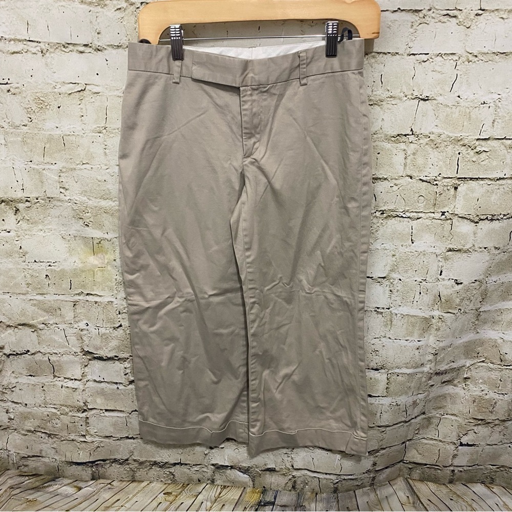 Gap Beige Khaki Cotton Stretch Cuffed Capris